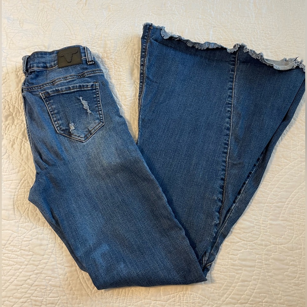 Lucky and Blissed Flare Mid Rise Jeans